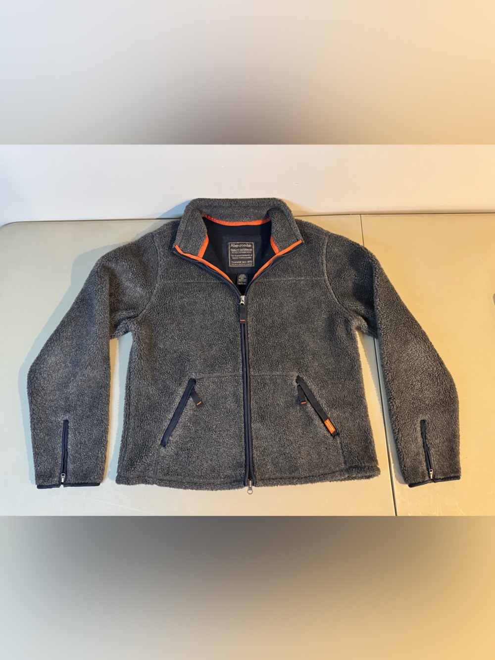 VTG Abercrombie Quality Outerwear Fleece Jacket Gray Size Large Y2K Gorpcore
